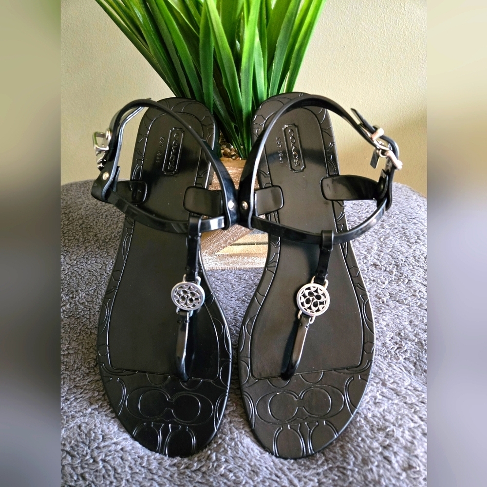 Coach Pansy Thong Sandals Black